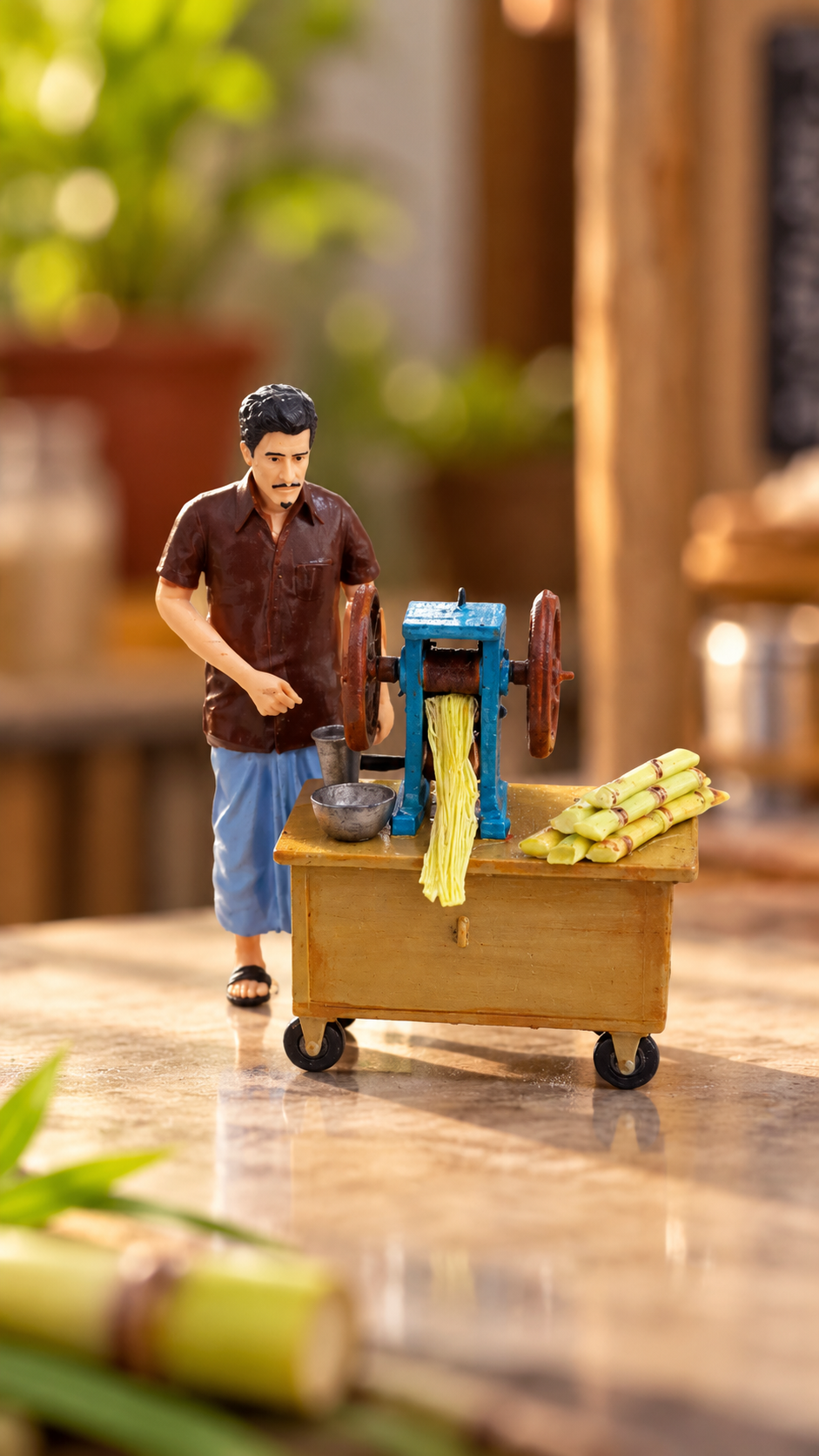 Traditional Sugarcane Juice Cart Miniature