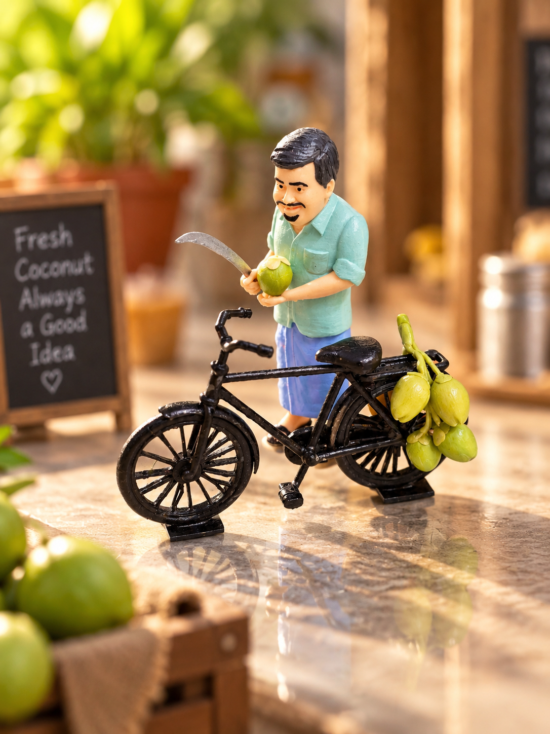 Traditional Tender Coconut Seller Bicycle Miniature