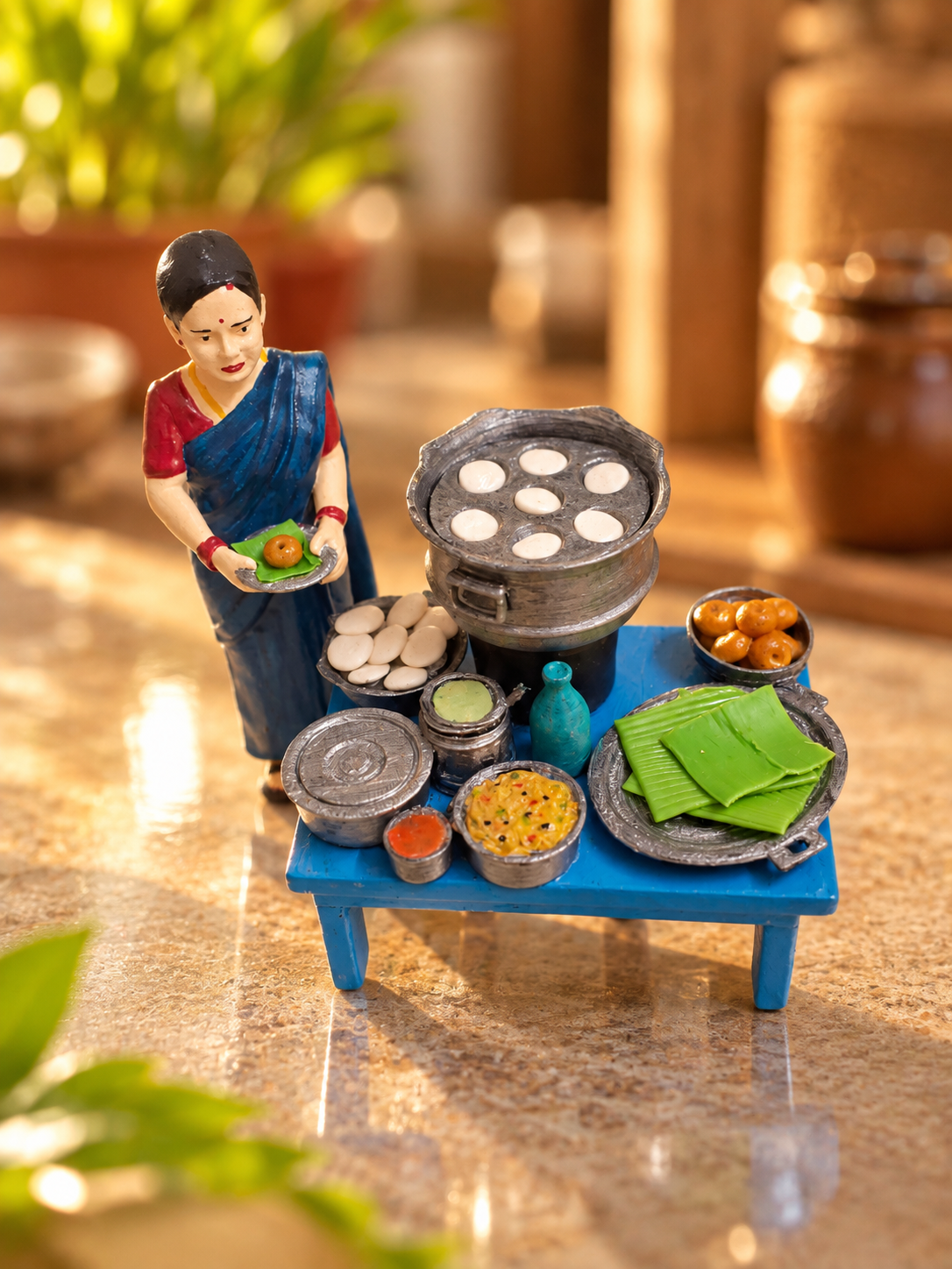 Traditional South Indian Tiffin Stall Miniature